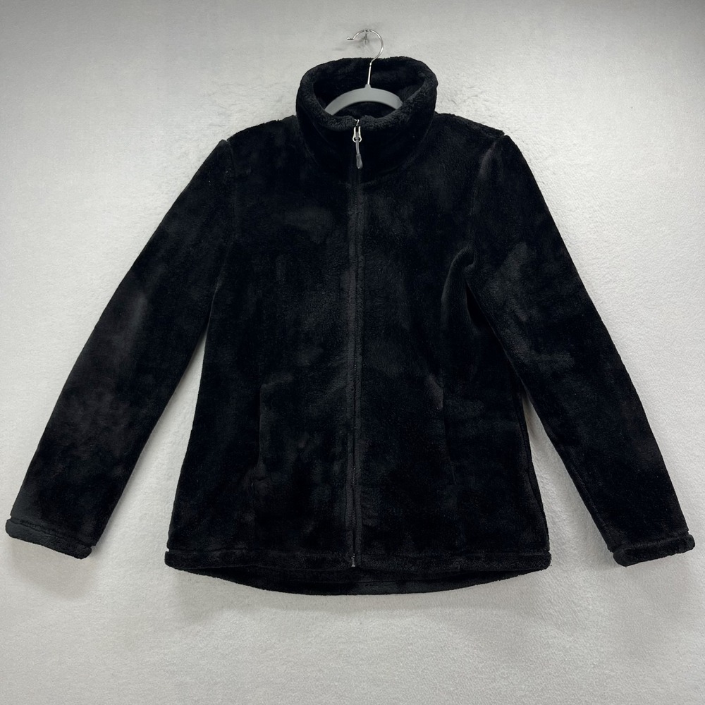 32 Degrees Heat Jacket Womens Medium Black Fleece Sherpa Fluffy Cozy Full Zip